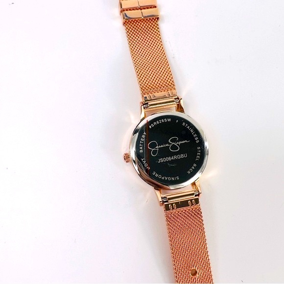 Jessica Simpson Rose Gold Mesh Blue Face With Crystal Accents NIB - Picture 4 of 6